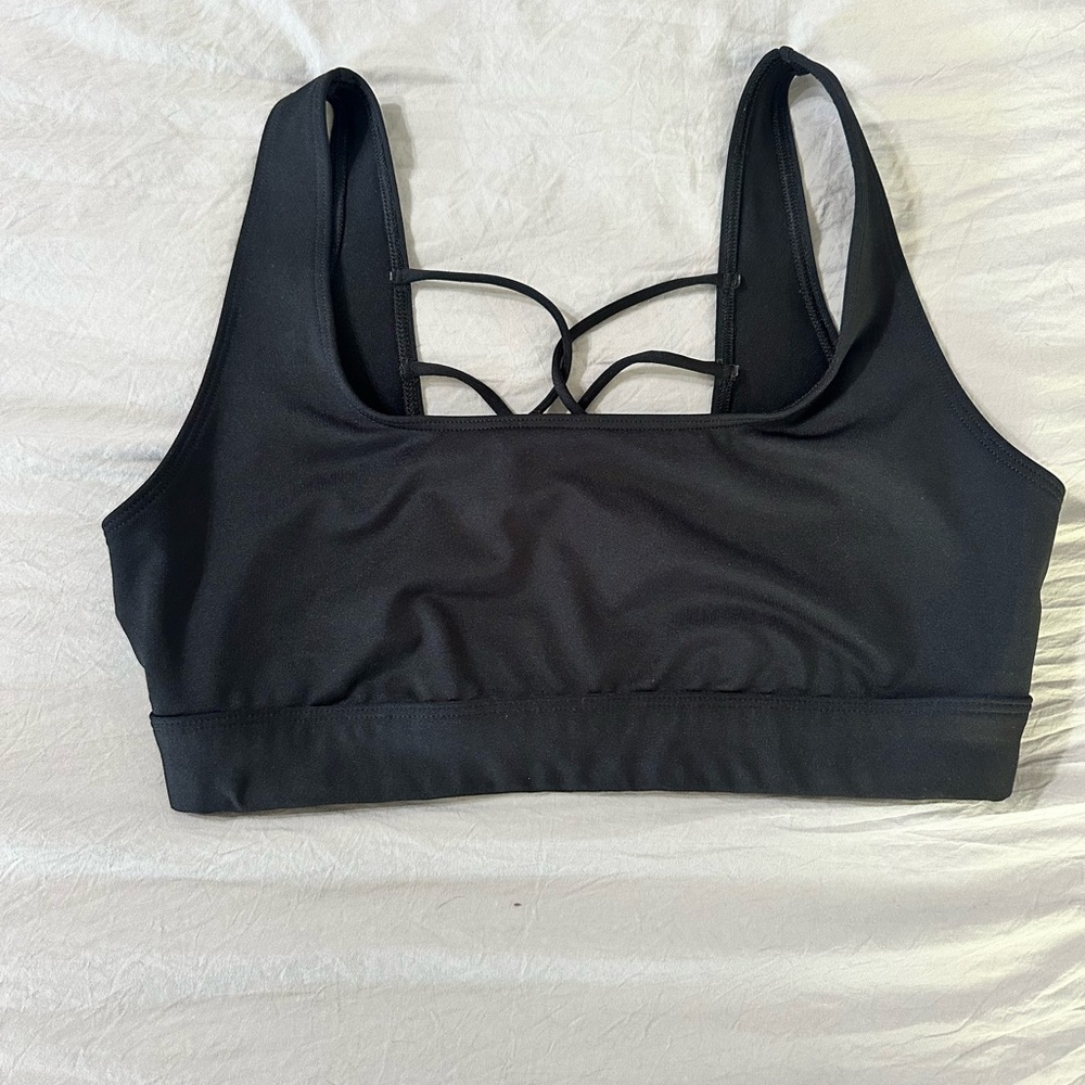 PINK Victoria's Secret Black Strappy-Back Sports Bra